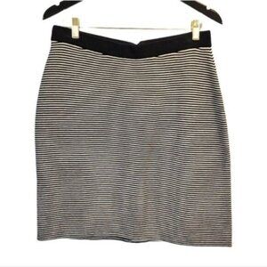 J. Mclaughlin | Striped Cotton Casual Pencil Skirt Black White